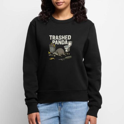 Trashed Panda – Funny Drunk Raccoon Cartoon - Women's Premium Slim Fit Sweatshirt
