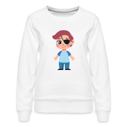 Boy with eye patch - Women's Premium Slim Fit Sweatshirt