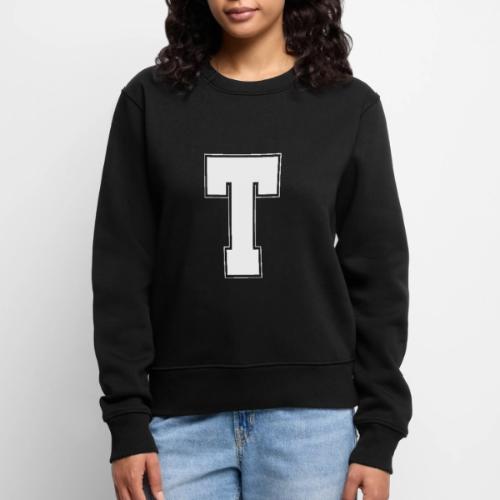 White Letter T – Varsity Alphabet Monogram - Women's Premium Slim Fit Sweatshirt