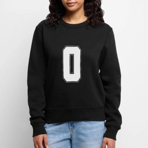 White Number 0 – Varsity Font - Women's Premium Slim Fit Sweatshirt