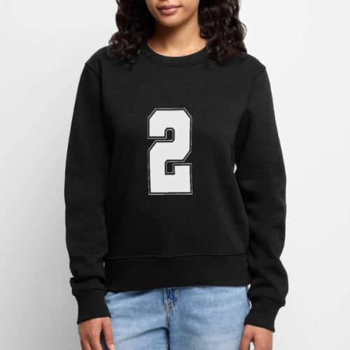 White Number 2 – Varsity Font - Women's Premium Slim Fit Sweatshirt