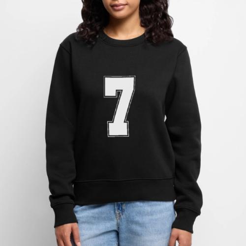 White Number 7 – Varsity Font - Women's Premium Slim Fit Sweatshirt