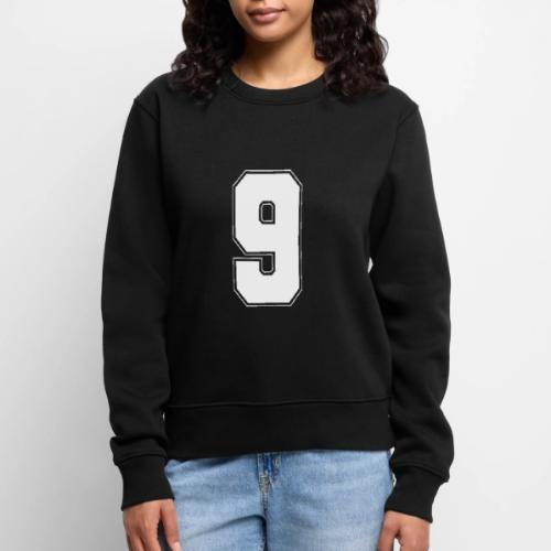 White Number 9 – Varsity Font - Women's Premium Slim Fit Sweatshirt