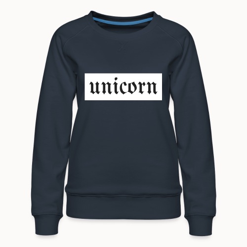 Gothic Unicorn Text White Background - Women's Premium Slim Fit Sweatshirt