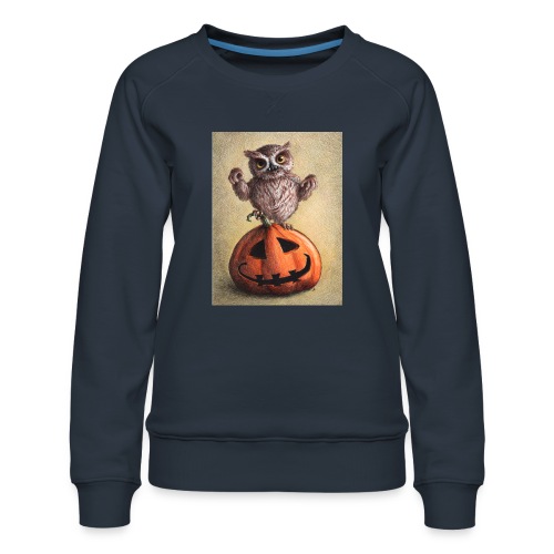 Funny Halloween Owl - Women's Premium Slim Fit Sweatshirt