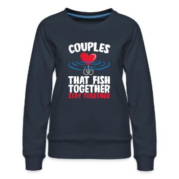 Fishing Couple - Women's Premium Slim Fit Sweatshirt - navy - Front