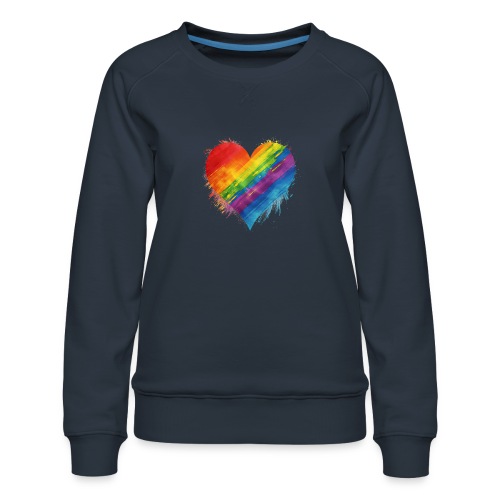 Watercolor Rainbow Pride Heart - LGBTQ LGBT Pride - Women's Premium Slim Fit Sweatshirt