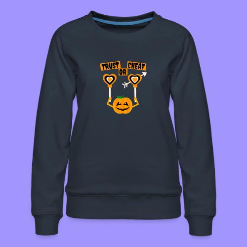 Trust Or Cheat Candies Halloween Spooky Pumpkin - Women's Premium Slim Fit Sweatshirt