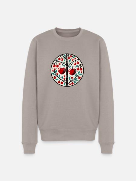 Heart Cherry Tree Folk Circle - Men's Premium Sweatshirt - taupe