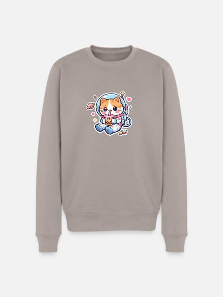 Cosmic Kitty Bubble Tea - Men's Premium Sweatshirt - taupe