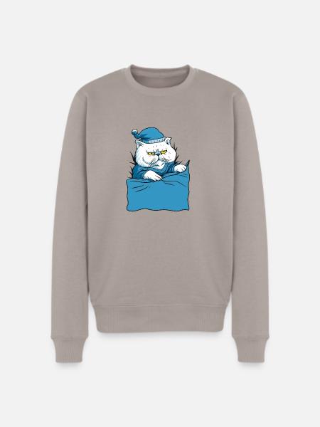 Grumpy Blue Pajama Cat - Men's Premium Sweatshirt - taupe