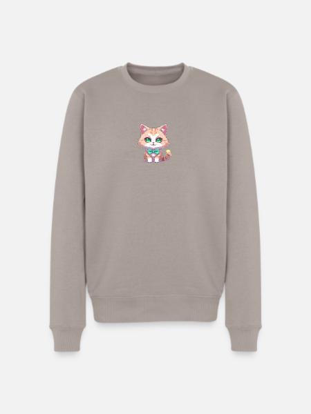 Kitten with Teal Bow Tie - Men's Premium Sweatshirt - taupe
