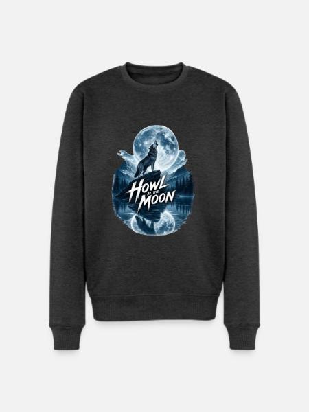 Howl Moon Wolf - Men's Premium Sweatshirt - heather anthracite