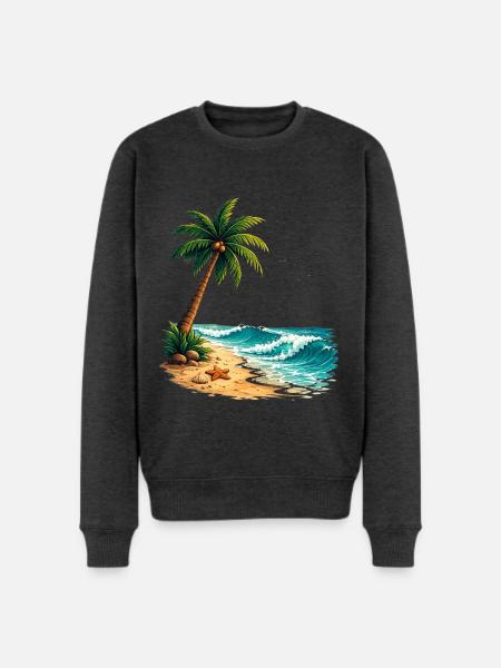 Tropical Palm Tree Beach Summer T-Shirt - Men's Premium Sweatshirt - heather anthracite