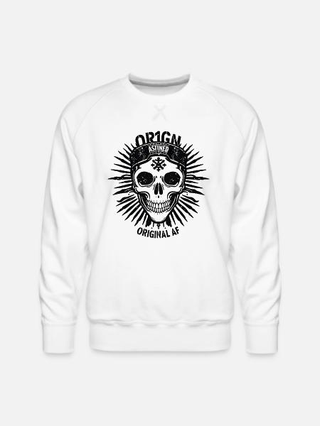 Dark Sunburst Skull Emblem - Men's Premium Sweatshirt - white