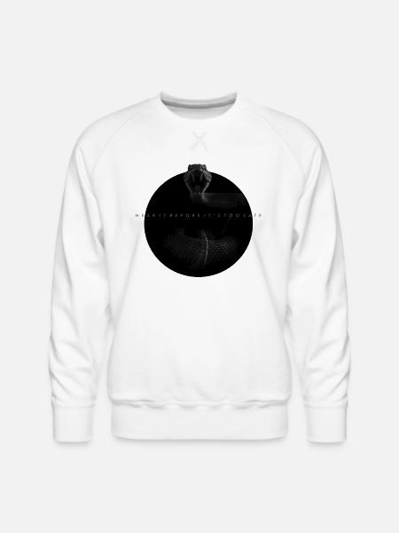 Midnight Coiled Rattlesnake Warning - Men's Premium Sweatshirt - white