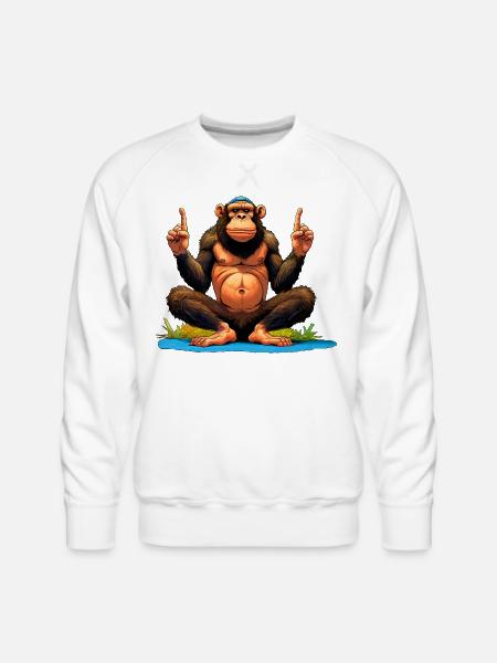 Monkey Yoga / Yogi Monkey - Men's Premium Sweatshirt - white