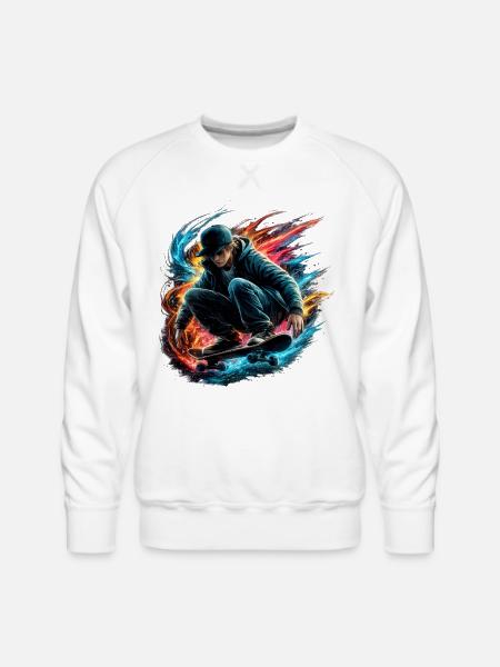 Neon Splash Skate Rider - Men's Premium Sweatshirt - white