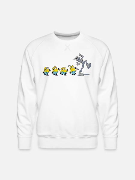 Minions In A Row With Robot - Men's Premium Sweatshirt - white