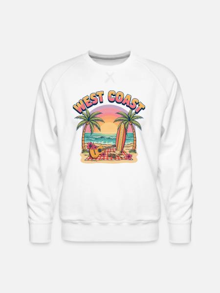 West-Coast-Surf-Vibe-Retro-California-Beach-Sun - Men's Premium Sweatshirt - white