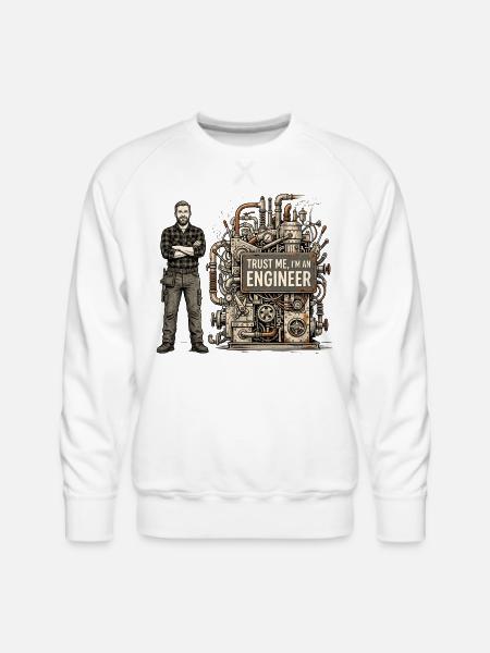 Steampunk Engineer Portrait Machine - Men's Premium Sweatshirt - white