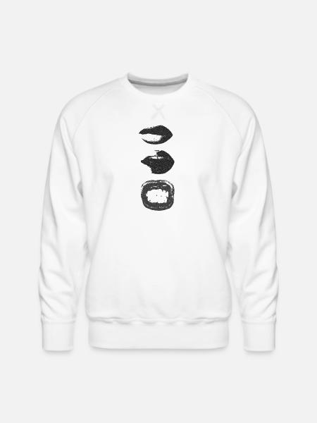 Mono Lip Print Kiss Pattern - Men's Premium Sweatshirt - white