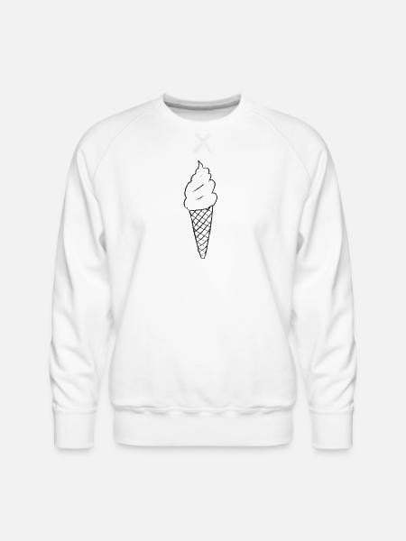 Minimal Ice Cream Cone Line Art - Men's Premium Sweatshirt - white