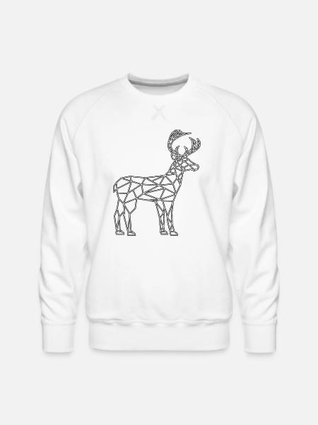 deer polygon - Men's Premium Sweatshirt - white