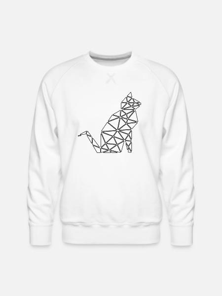 cat polygon - Men's Premium Sweatshirt - white