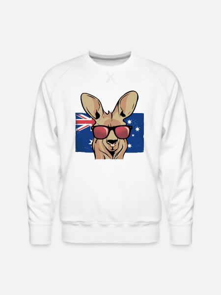 Aussie Kangaroo Sunglasses Flag - Men's Premium Sweatshirt - white