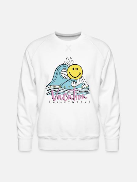 SmileyWorld Always On Vacation - Men's Premium Sweatshirt - white