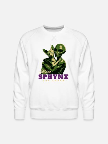 Alien Sphynx Cat - Men's Premium Sweatshirt - white