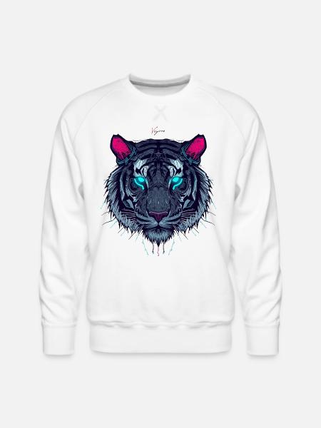 Neon Circuit Tiger - Men's Premium Sweatshirt - white