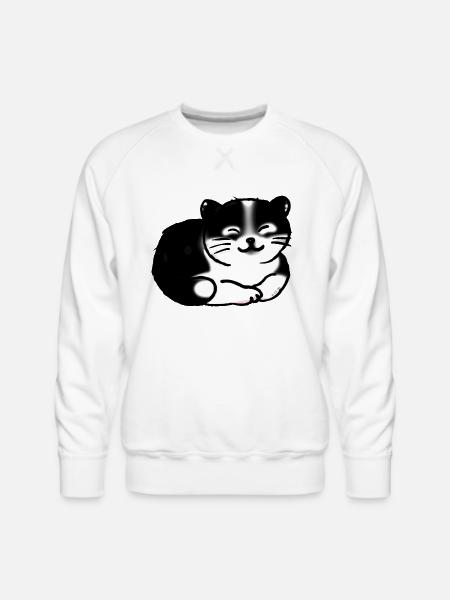 Black And White Cat - Men's Premium Sweatshirt - white