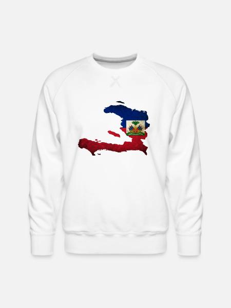 Haiti Flag Map - Men's Premium Sweatshirt - white