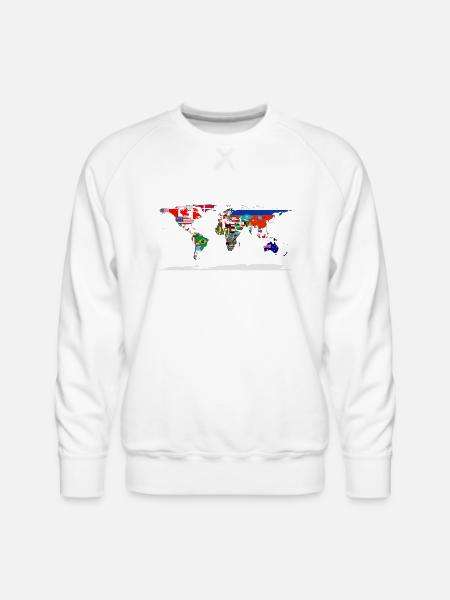 Flag Map Of The World - Men's Premium Sweatshirt - white