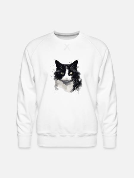 Tuxedo Cat Face - Men's Premium Sweatshirt - white