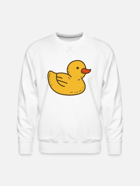 Illustrated Yellow Rubber Ducky - Men's Premium Sweatshirt - white