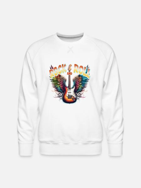 Rock and Roll - Guitar - Men's Premium Sweatshirt - white