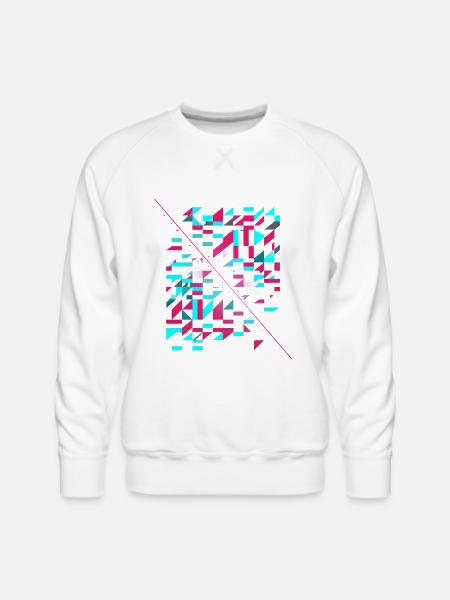 Neon Glitch Geomosaic - Men's Premium Sweatshirt - white