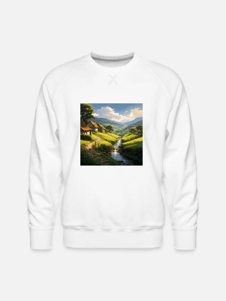 rustic stone houses village - Men's Premium Sweatshirt - white