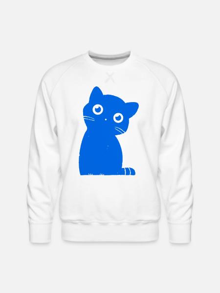 Azure Blue Cat Silhouette - Men's Premium Sweatshirt - white