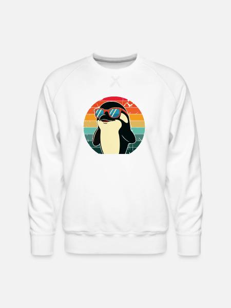 Penguin in Sunset Sunglasses - Men's Premium Sweatshirt - white