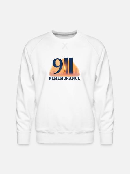 911 Remembrance Candle Skyline Design - Men's Premium Sweatshirt - white