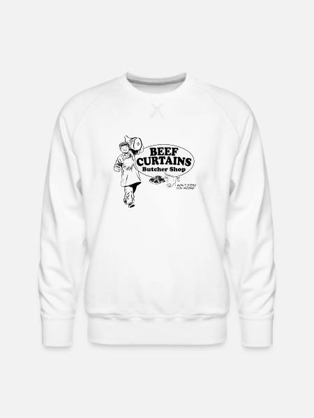 Beef Curtains Butcher Shop - Men's Premium Sweatshirt - white