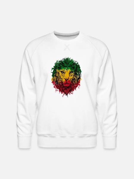 Africa map rasta lion - Men's Premium Sweatshirt - white
