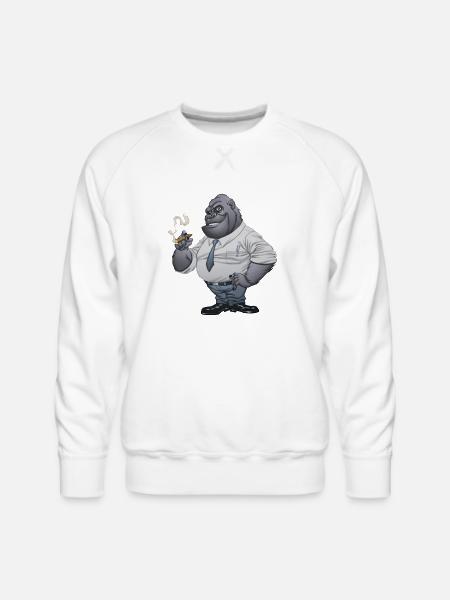Cigar Smoking Gorilla - Men's Premium Sweatshirt - white