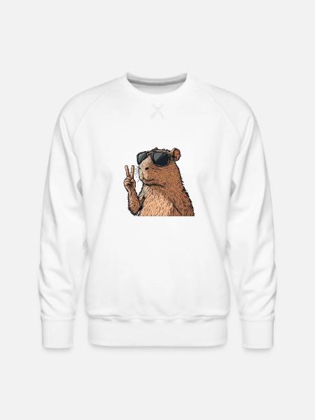Cool Capybara in Glasses - Men's Premium Sweatshirt - white