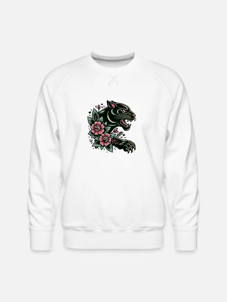 Black Panther Flash Tattoo - Men's Premium Sweatshirt - white
