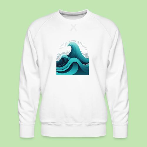 Dynamic Ocean Wave Illustration - Men's Premium Sweatshirt